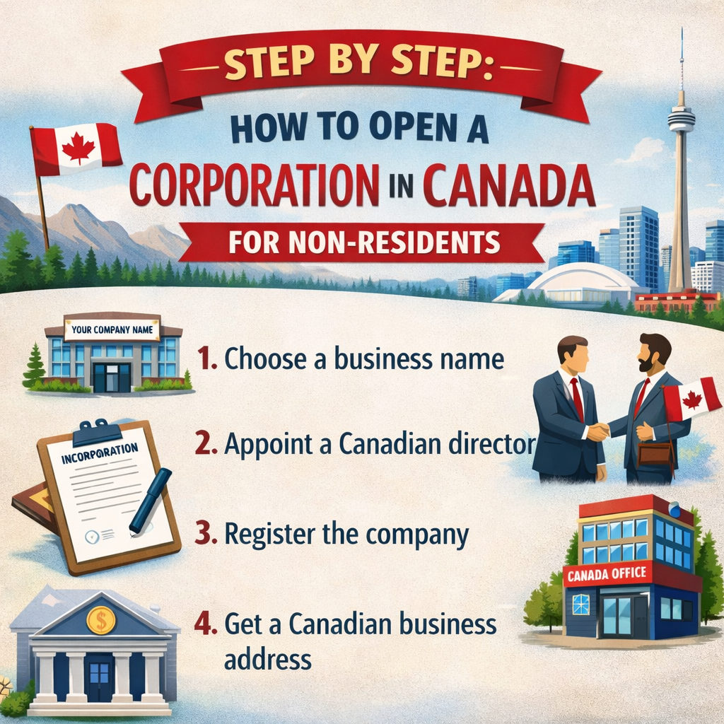 steps to open a corporation in Canada for non residents