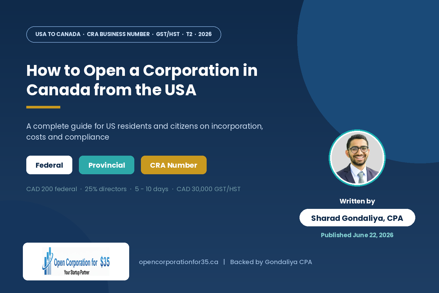 open a corp. in canada from usa