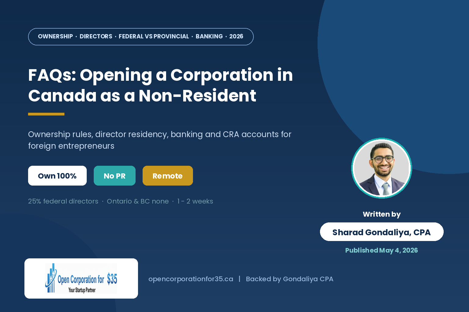 opening a corporation as non resident