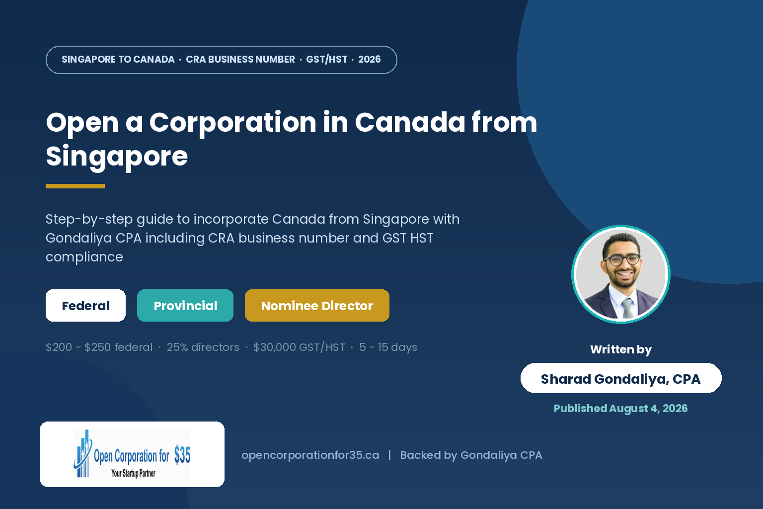 steps to Open a Corporation in Canada from Singapore