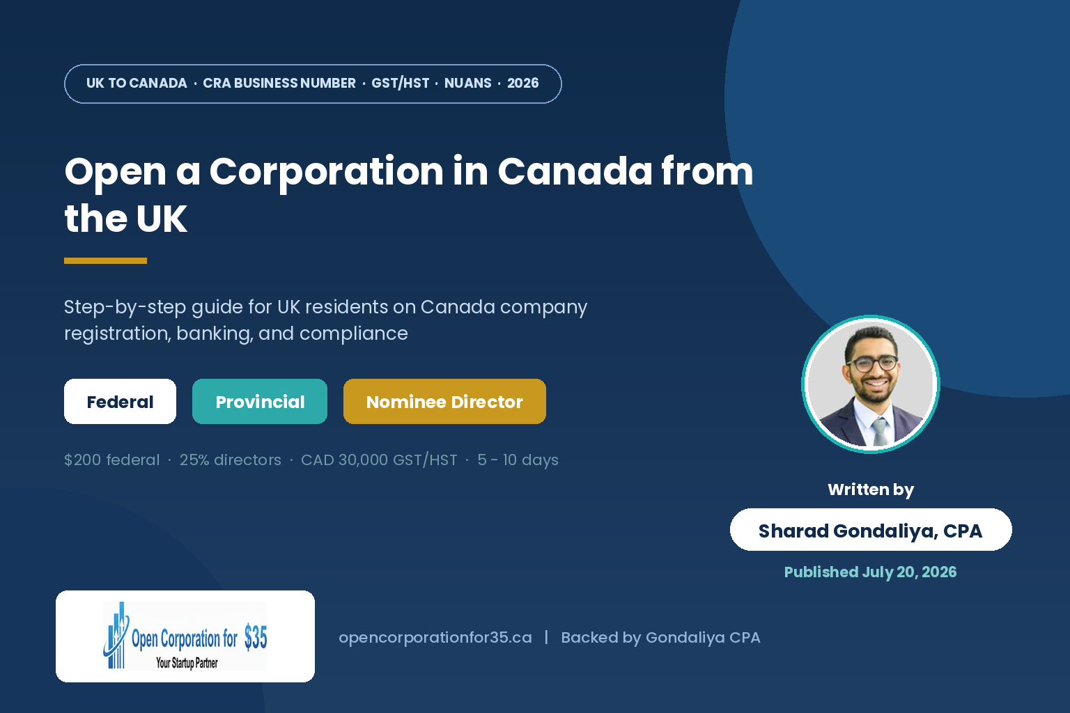 open corporation in Canada from UK