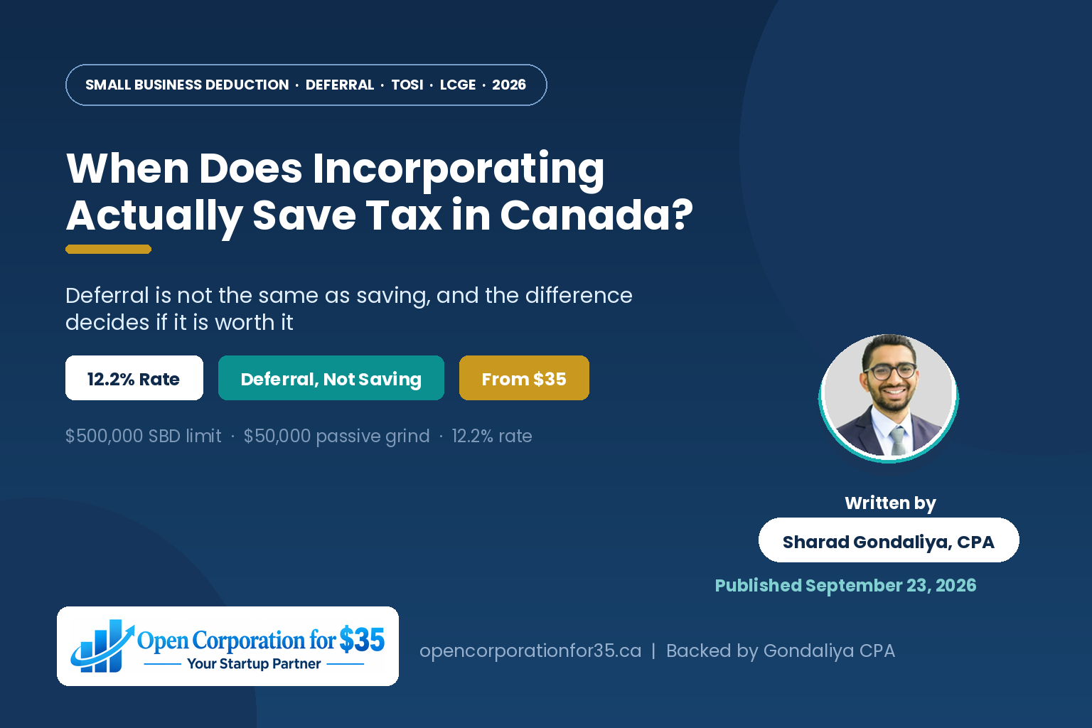When Does Incorporating Actually Save Tax in Canada?